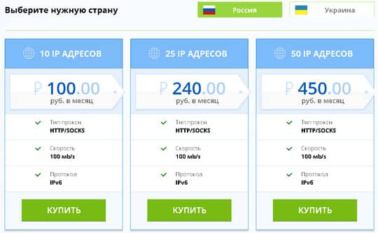 цены на российские IPv6 пркоси